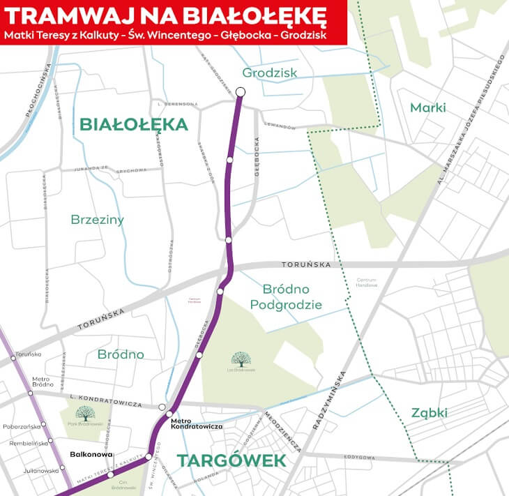 Nowa linia tramwajowa w Warszawie. Źródło: Tramwaje Warszawskie/UM Warszawa